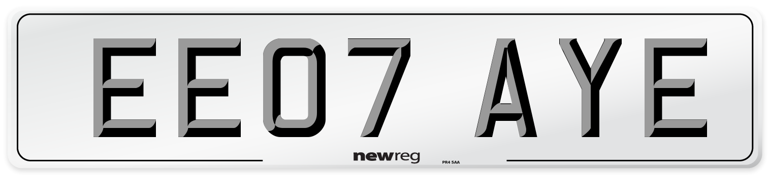 EE07 AYE Number Plate from New Reg